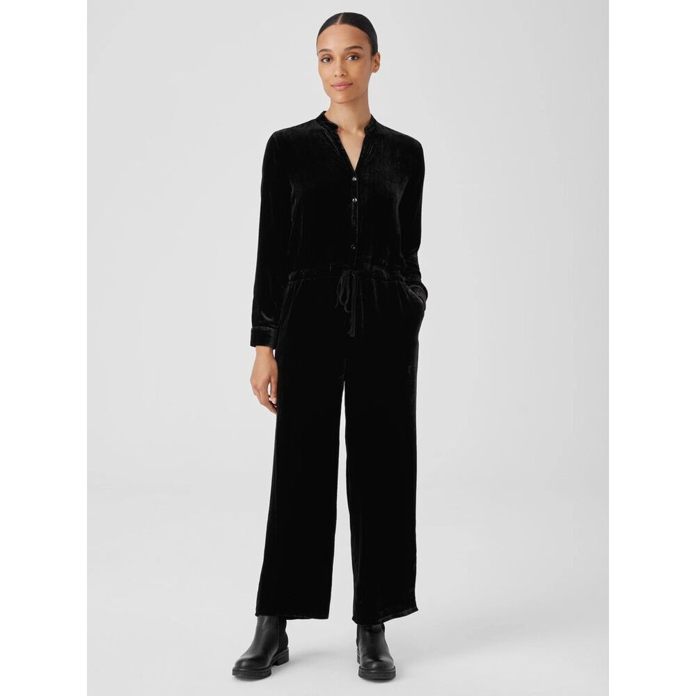 NWTs Eileen Fisher Velvet Band Collar Jumpsuit